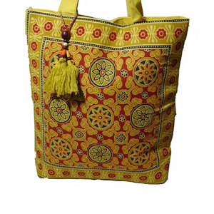 High Quality Custom Logo Block Print Jaipur <b>Canvas</b> Beach Bag Reusable Eco Friendly Tote Bag with Durable Cotton Handle Handmade - Product Image 3
