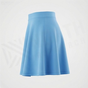 Jupe courte trapèze plissée unie pour femme, taille élastique, décontractée, respirante, en Spandex et Polyester, toutes saisons - Product Image 3