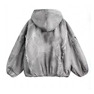 Sweat à capuche épais et lourd 420 GSM en molleton bouclette 100 % coton, coupe oversize, effet délavé vintage, avec fermeture éclair, pour homme, qualité supérieure - Product Image 5