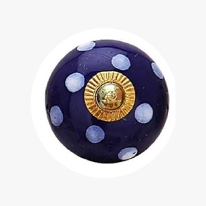 Modern Blue White <b>Ceramic</b> Door <b>Knob</b> with Gold Center Decorative Handle for Cabinet <b>Drawer</b> Wardrobe Home Office Use From India - Product Image 2