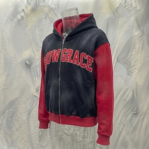 Sudadera con Capucha para Hombre Snow Grace, Forro Polar, Cierre Frontal con Cremallera, Logotipo, Corte Regular, Invierno, Casual, Rojo y Negro - Product Image 4