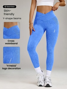 Leggings de yoga pour femmes les plus vendus, de haute qualité, froncés, unis, sans coutures, longueur cheville, taille élastique, vêtements de sport compressifs - Product Image 4