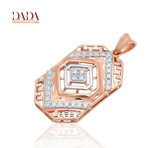 Collier pendentif de luxe en or rose rhodié, diamant de laboratoire géométrique taille brillant 14 carats certifié IGI, fin et élégant - Product Image 4