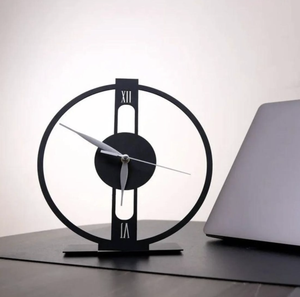 Luxury Modern <b>Table</b> <b>Clock</b> with Golden Metal Frame and Wooden Hands Decorative Desk <b>Clock</b> for Home and Office - Product Image 6