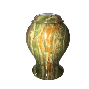 Urne funéraire élégante en marbre d'onyx naturel vert veiné d'ambre fabriquée à la main urne décorative de qualité supérieure personnalisée - Product Image 1