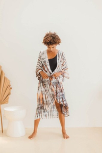 Womens Tie Dye Kimono <b>Cardigan</b> Cover Up Beachwear Boho Loose Fit Summer Kaftan - Product Image 4