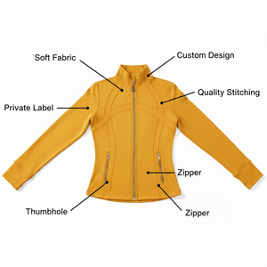 Customized Logo <b>yoga</b> set Women <b>Yoga</b> Cotton Zipper Hoodie <b>Jacket</b> Long Sleeve Thumb Hole Slim Fit fitness shirt plus size top - Product Image 6