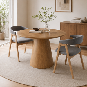 Ensemble de salle à manger rond en teck contemporain ARTERRA Premium, table et chaises modernes pour hôtel - Product Image 6
