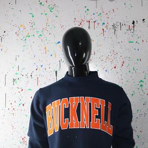 Sweat-shirt à col montant BUCKNELL bleu marine, broderie appliquée 100% orange, col large, fils fins - Product Image 4
