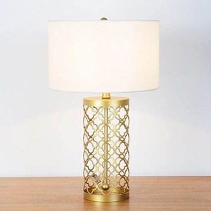 Lampe de table cylindrique décorative en métal doré, ampoules halogènes, éclairage moderne pour la maison, la chambre à coucher, le salon, pour Noël - Product Image 1