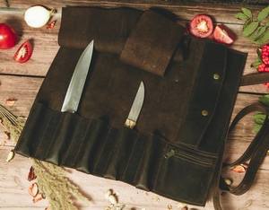 Organisateur de couteaux de chef en cuir de luxe, anti-odeur, robuste, portable, sac de rangement pour outils de cuisine, qualité supérieure - Product Image 1