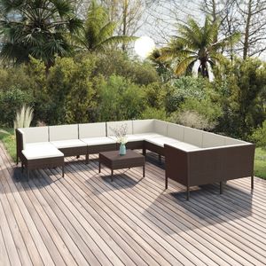 Ensemble de salon de jardin modulaire en polyrotin brun 12 pièces, mobilier d'extérieur moderne modulaire - Product Image 1
