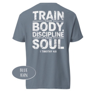 T-shirt pour homme à manches courtes, col rond, couleur brique, imprimé, coupe classique, idéal pour la gym, avec la phrase « Train Your Body Discipline Your Soul » - Product Image 2