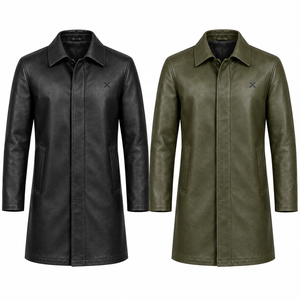 Veste de voiture en cuir véritable pour homme |   Cognac Black Olive |   Fabricant OEM ODM |   Conception de qualité supérieure |   Vêtements en cuir | - Product Image 5