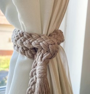 Macrame Curtain <b>Tieback</b>, Boho Curtain Holder No Drill Cozy Home Decor and Gift for Mom - Product Image 2