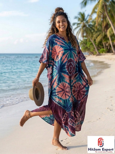 Printed <b>Kaftan</b> Dress Women <b>Beach</b> Cover Up Loose Fit Soft Fabric Fashionable Design Bulk Order for Export - Product Image 2