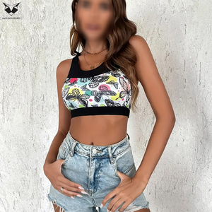 Produit le plus vendu : Soutien-gorge de sport pour femme à imprimé floral color block et dos nageur, sexy, confortable, push-up, pour le yoga, la gym et le fitness - Product Image 4