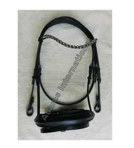 Bridon d'équitation anglais en cuir véritable de qualité supérieure, réglable, avec boucles en acier inoxydable, vente en gros - Product Image 1
