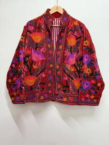 Custom Velvet Solid <b>Women</b> Jacket Autumn <b>Warm</b> Boho Suzani Style Breathable Eco-Friendly Long Open Front <b>Cardigan</b> Detachable - Product Image 2