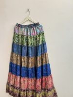 Jupe longue évasée patchwork bohème pour femme, style gitane, jupe de danse, longueur ras du sol