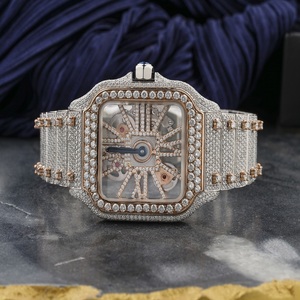 Luxury Iced Out <b>Skeleton</b> Moissanite <b>Watch</b> Rose Gold Silver Hip Hop Jewellery Statement Timepiece Bust Down Shine - Product Image 1