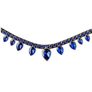 Banda de cejas de cuero de diseñador cómoda de gran calidad para caballos marrón y negro con hoja azul y costura elegante para montar - Product Image 1