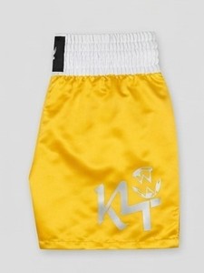 Shorts de MMA unisexe K4 jaunes coupe ample en polyester/coton avec logo frontal imprimé par sublimation - Product Image 6