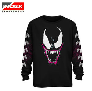 INDEX SPORTSWEAR เสื้อยืดแขนยาวสีดำสำหรับผู้ชายพิมพ์ลายดอกไม้ไฟอนิเมะ O-Neck เสื้อยืดลำลองทรงปกติผ้าฝ้ายเจอร์ซีย์ - Product Image 5