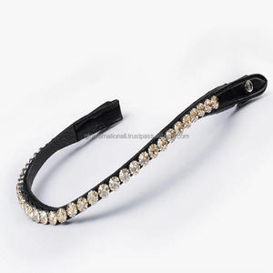 Fait à la main toutes les formes réglables boucles pression en cuir cheval sourcil bande avec cristaux noirs chaîne en métal bling sourcil bande - Product Image 3
