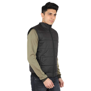 Chaleco Acolchado de Invierno para Hombre, Tejido Personalizado, Exterior Transpirable de Nailon/Algodón, Cuello en V, Cierre de Cremallera, Ropa Exterior Informal - Product Image 3