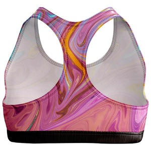 เสื้อชั้นในกีฬาผู้หญิงราคาประหยัด ดีไซน์แบบซับลิเมชั่น คอกลม แขนกุด พิมพ์โลโก้ตามสั่ง วัสดุทนทาน - Product Image 3