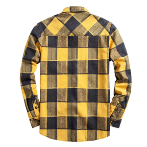 <b>Flannel</b> Shirt Men Plaid Cotton Long Sleeve Button Up Casual Streetwear Check Shirt Custom Logo Wholesale <b>Flannel</b> Shirt - Product Image 3