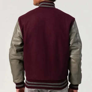 Custom Men's Eco-Friendly High Street <b>Retro</b> Satin Varsity <b>Jacket</b> <b>Leather</b> Chest Patch Striped Cuffs Embroidered Letterman Bomber - Product Image 5