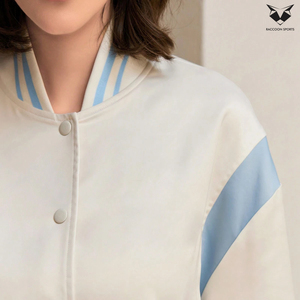 เสื้อแจ็คเก็ตวาร์ซิตี้ผู้หญิง ปี 2026 แขนยาว ติดกระดุม คอปก สีพื้น แต่งขอบตัดกัน ทรงปกติ คุณภาพพรีเมียม เสื้อผ้าผู้หญิง - Product Image 6
