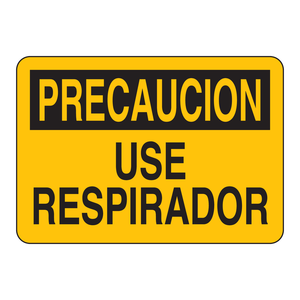 Panneau d'avertissement espagnol Brady - Avertissement : Utiliser un respirateur, panneau pliable en PVC de 7x10 pouces pour la sécurité industrielle - Product Image 1