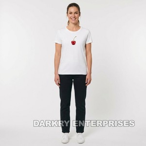 T-shirt slim fit pour femme, impression de logo personnalisé, 100% coton biologique, col rond, fabricant, marque privée, hauts pour femmes - Product Image 1
