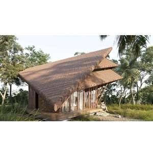 บูติกโฮเทลหลังคาฟาง วิว 180 องศา รีสอร์ทบังกะโลแบบรักษ์โลก Airbnb แกลมปิ้ง 40 HC เรือนกระจก N2 บ้านสำเร็จรูปไม้ไผ่ - Product Image 1