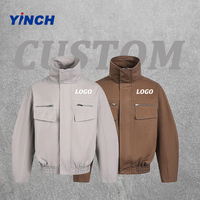 Veste coupe-vent confortable en gros d'usine, style streetwear tendance, veste de travail oversize délavée pour homme