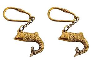 Porte-clés en laiton doré antique, style marin vintage, avec poisson, pour décoration - Product Image 2
