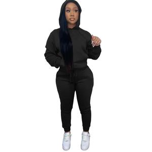 Vêtements d'entraînement pour femmes avec logo personnalisé survêtement 2 pièces pull à capuche pantalon ensembles survêtement femmes survêtement de jogging 202 - Product Image 5