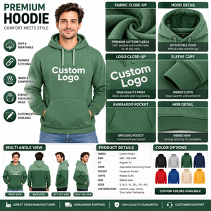 Sudadera con Capucha para Hombre, de Alta Calidad, Poliéster/Algodón, Felpa Francesa, Transpirable, de Secado Rápido, Talla Grande, Corte Regular, con Bolsillo - Product Image 5