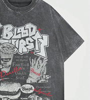 T-shirt court tendance pour homme en coton biologique 100% écologique, imprimé DTF personnalisé sur le devant avec slogan 'Burger Frites'