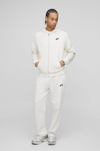 Survêtement Homme Personnalisé à Capuche Entièrement Zippé en Coton Molletonné, Coupe Droite, pour Gym et Jogging, avec Logo Avant, Deux Pièces, Fabrication OEM - Product Image 4