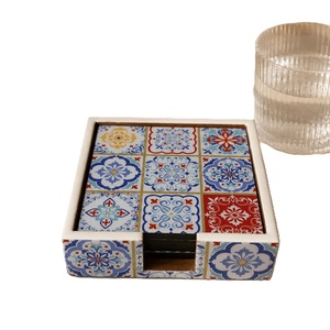 Amazing Style Reusable Round 4 Inch MDF <b>Board</b> Coasters 4-Piece Enamel Sticker Print Non-Slip Heat Resistant Price - Product Image 4