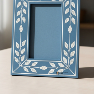 Cadre photo bleu artisanal, élégant et décoratif pour table - Product Image 5