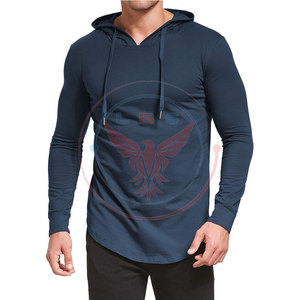 Premium Quality Winter Casual Men's Plus Size <b>Longline</b> <b>Hoodies</b> Polyester/Cotton Fleece Pocket - Product Image 3