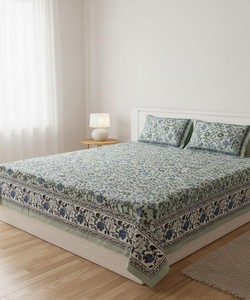 Hand Block Print Cotton Bedsheet Ethnic Floral Indian <b>Bedding</b> for Home Decor for Best Price - Product Image 1