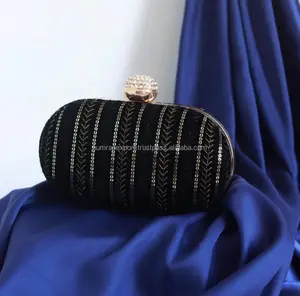 Black Bridal Embroidery Clutch-Best seller luxury clutches-Made in India 2024 luxury party clutches