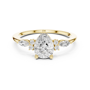 Bague en diamant taille marquise et poire en gros, montures en or 14k 18k et platine, bijoux personnalisés en pierres précieuses véritables pour femmes - Product Image 1
