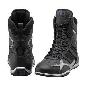Botas de boxeo de gamuza negra mate de caña alta, cómodas, transpirables, con suela flexible antideslizante y cordones. - Product Image 2